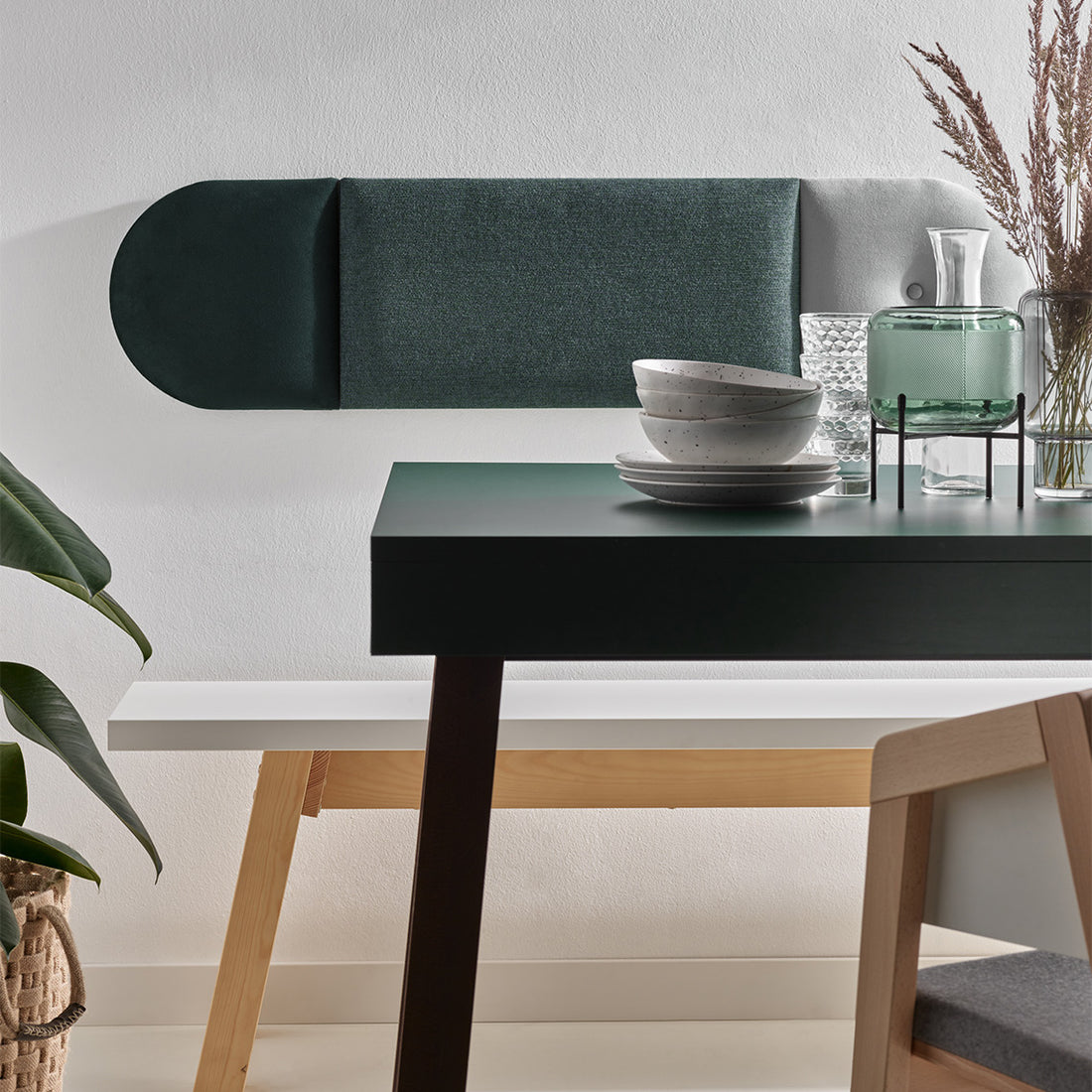 Set paneli tapicerowanych mały Soform zielono-szary